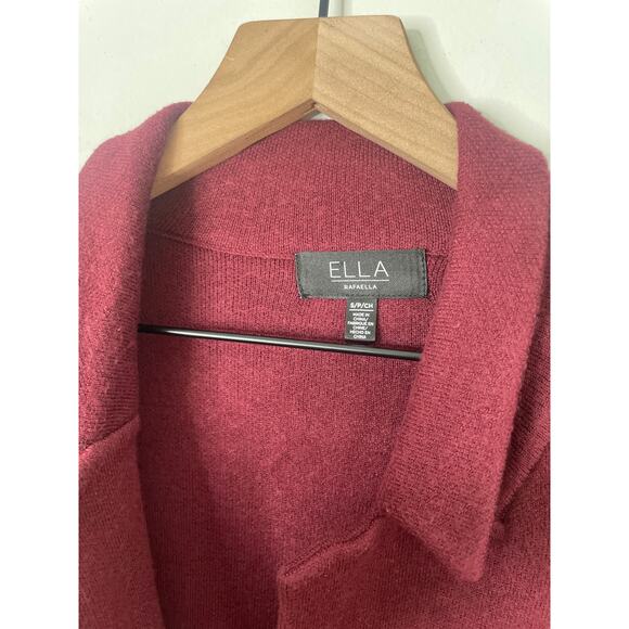 Ella Rafaelle Burgundy Knit Blazer Shacket Small Shacket Sweater Jacket - Picture 9 of 10